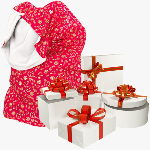 3D Santa Bag and Gift Boxes Collection V7 model