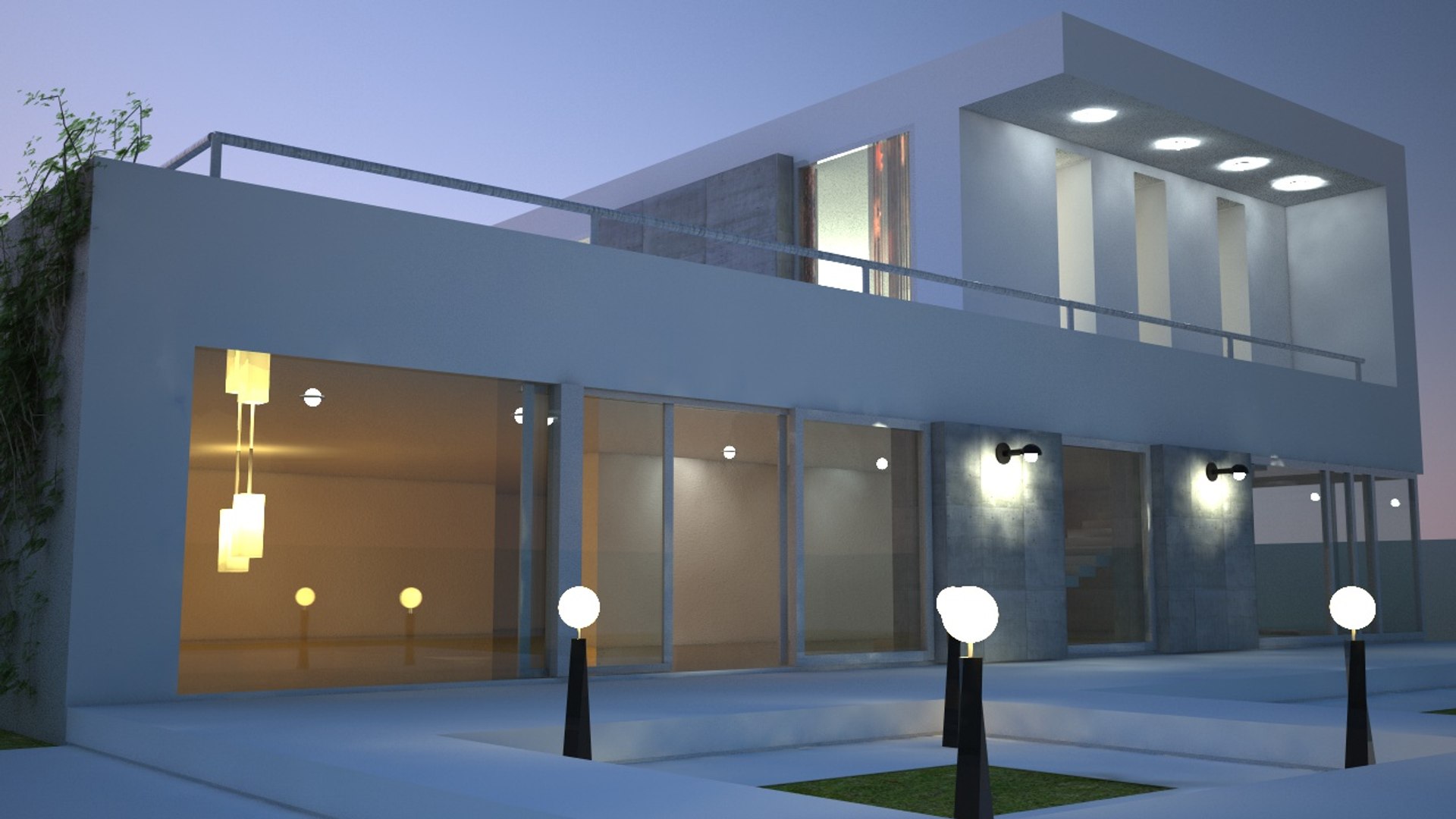 c4d architecture house modern realistic