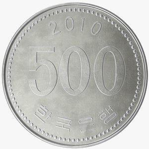 3D south korea 500 won model