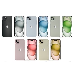 3D Apple iPhone 15 Plus All Colors