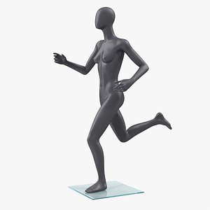 Female Mannequin Grey Running Pose 3D Model