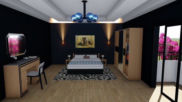 Bedroom Design Interior Scene 3d Model - .3ds, .Max - Open3dModel