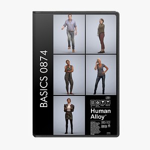 3D model Basics0874 - A set containing 5 models of male and female adults standing in casual attire