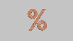 3D Percent Sign with Realistic Brick Texture