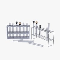 Test Tube Set with Rack - Laboratory Glassware 12 Tubes 2 Rack Styles