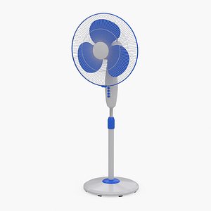 Blue Pedestal Fan 3D