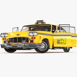 Classic Checker Taxi Cab Rigged for Maya 3D