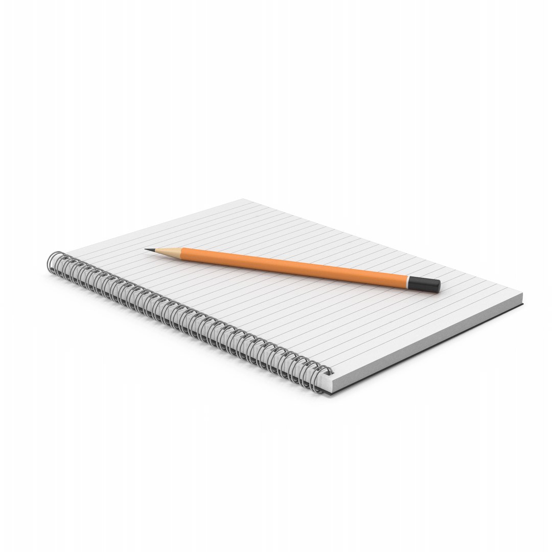 Notepad With Pencil 3D Model - TurboSquid 1870883