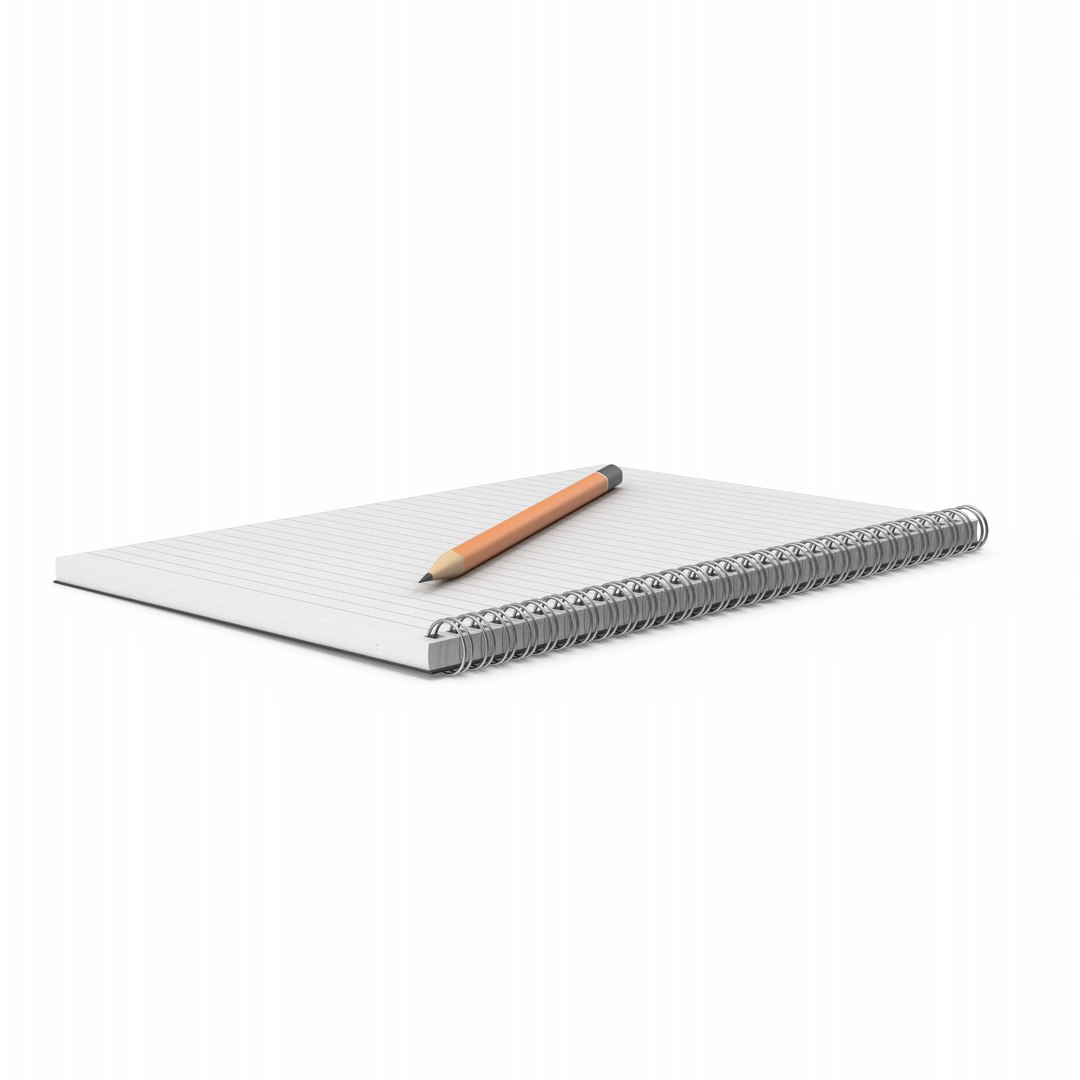 Notepad With Pencil 3D Model - TurboSquid 1870883