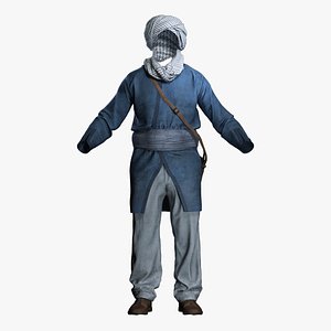 3D Historical Arab Peasant Costume with Turban  Satchel