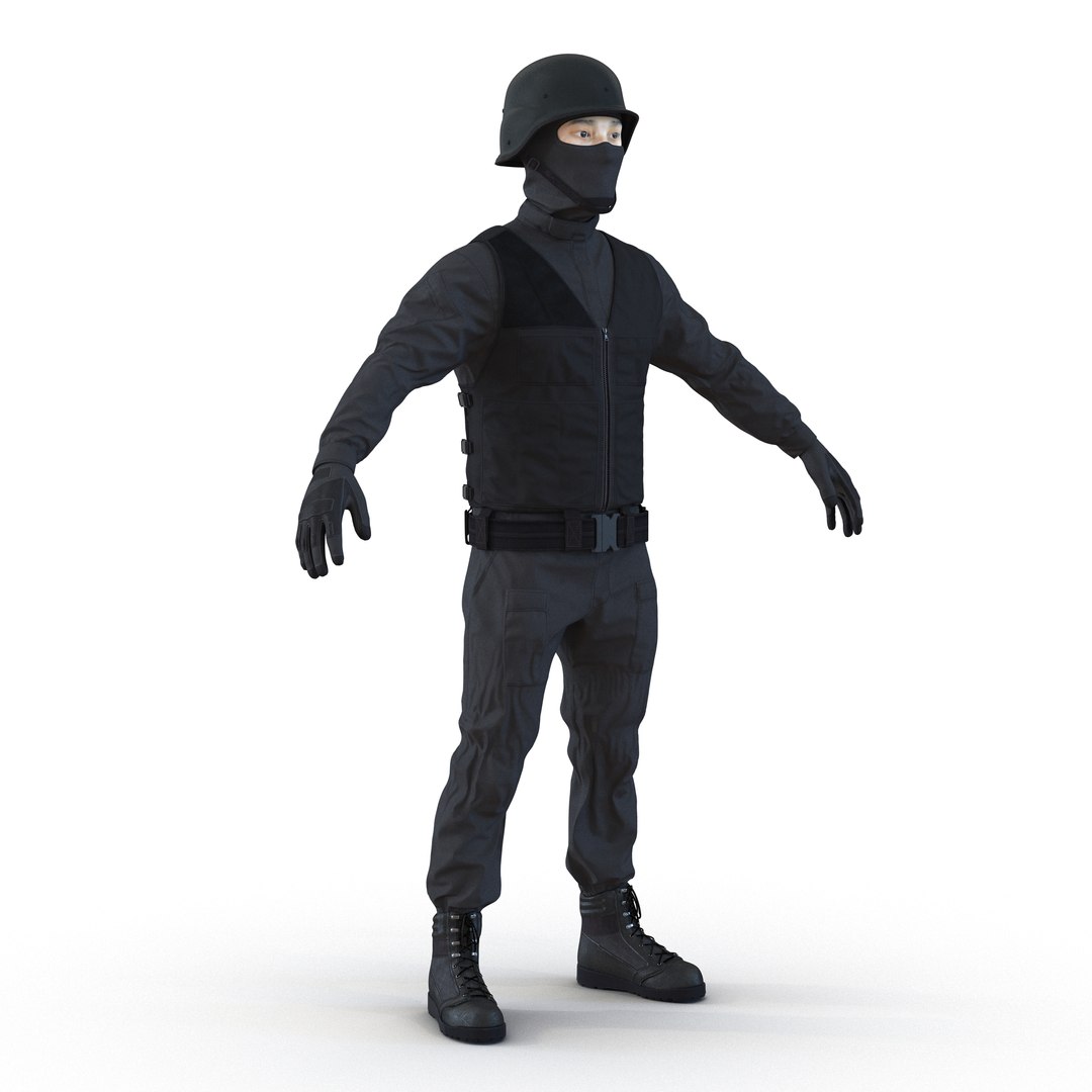 SWAT Officer Asian 3 3D model preview