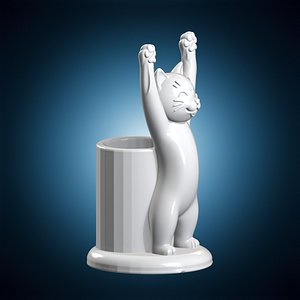 3D Cat Pen Holder 3D Print Model model
