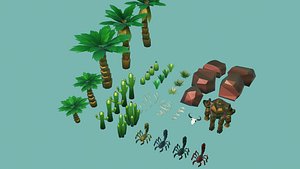 low poly pack oasis desert 3D model
