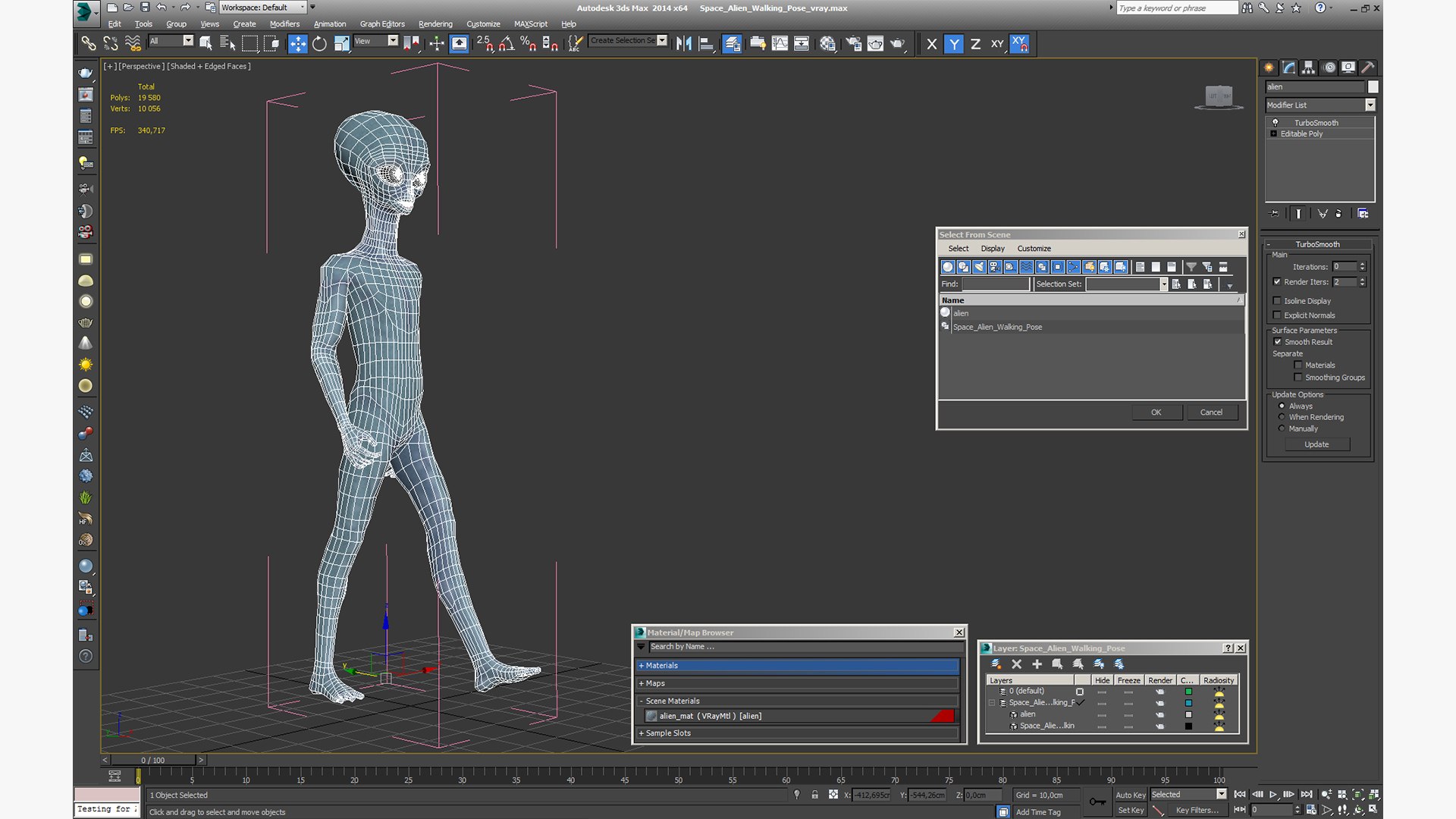 Space alien walking pose 3D model - TurboSquid 1604582