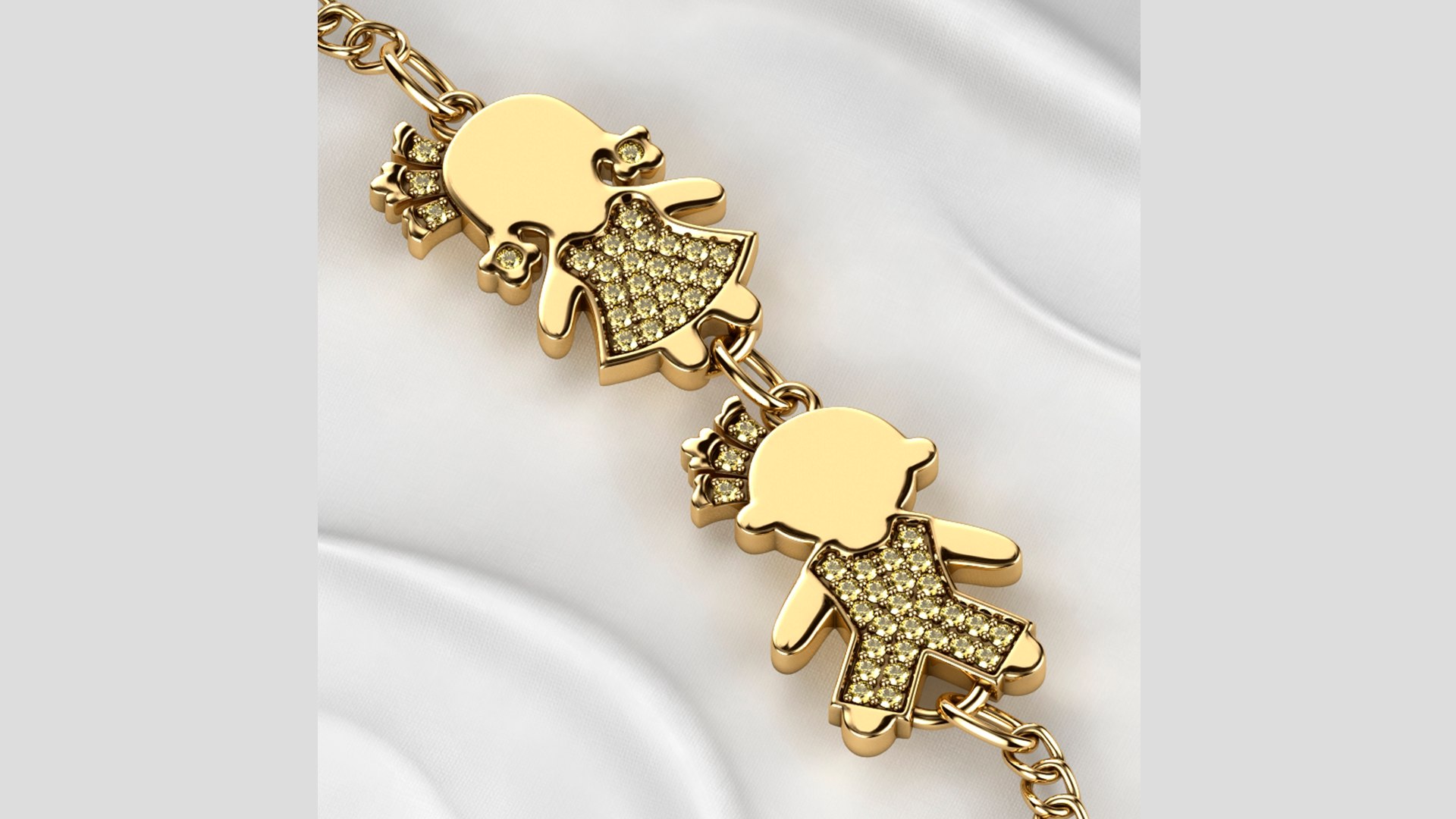 3D Girl and Boy Gold Bracelet - TurboSquid 1778769