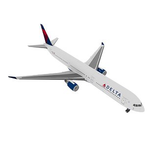 Delta Air Lines Boeing 767-400 with Cabin and Doors Rigged for Cinema 4D