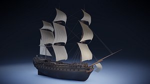 Seventy-four gun ship 3D model