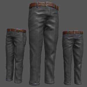 3D model Black Pants with belt