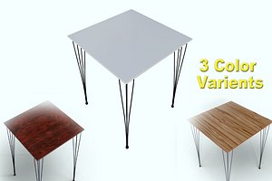 3D Modern Square Table Hairpin Legs 3 Color Variants model