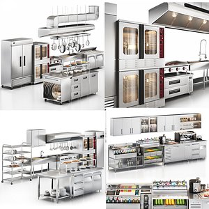Cafe Restaurant equipment- commercial kitchen 3D model
