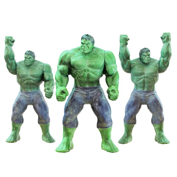 Three Toys Of The Cartoon Hulk Character 3D model