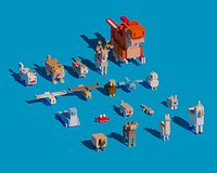 Low Poly Amimals Pack - Cartoon Crossy Road