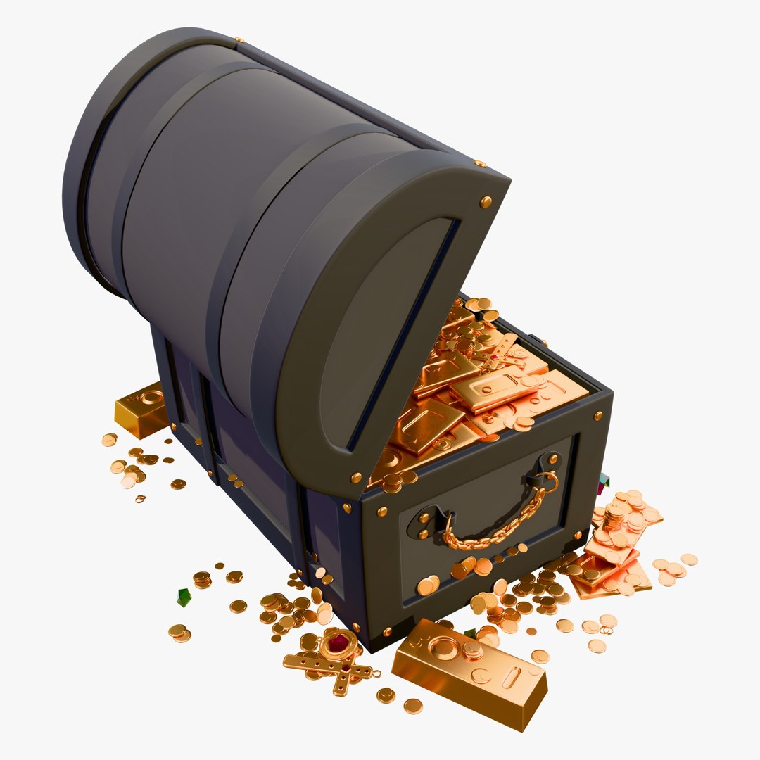 3D Treasure Chest With Gold And Gems M1 Model - TurboSquid 2491556