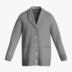 Male knit raglan cardigan 3D
