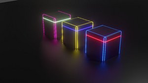 neon cube Low-poly 3D model 3D model