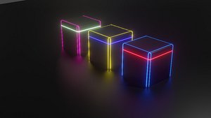 neon cube Low-poly 3D model