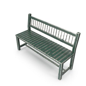 Weathered Outdoor Park Bench 01