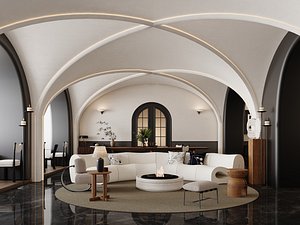 Modern Minimalist Luxury Lobby with Arched Ceiling 789 3D model
