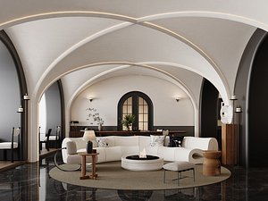 Modern Minimalist Luxury Lobby with Arched Ceiling 789