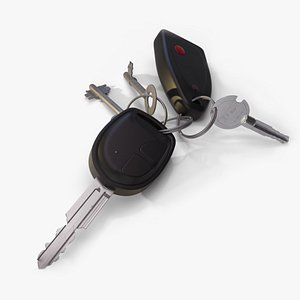 Car House Keys with security key and remote conrol 3D