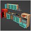 Modello 3D Cucina con accessori Cartoon obj