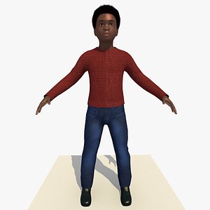 3d model of african boy laurence rigged male