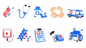 Thermometer stethoscope Medicine bottle Band-Aid ambulance blood bag wheelchair pulse meter