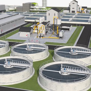 3D Modern Water Treatment Plant model