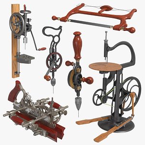 3D Vintage Woodworking Tools Set model