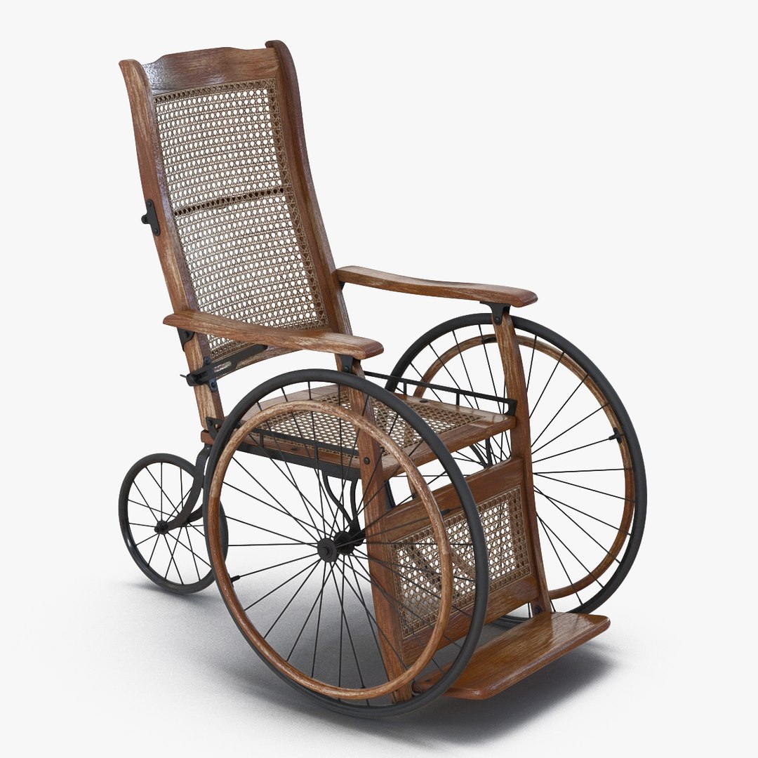 Vintage Wheelchair Rigged for Cinema 4D 3D model preview