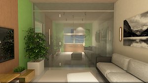 3D modern living model