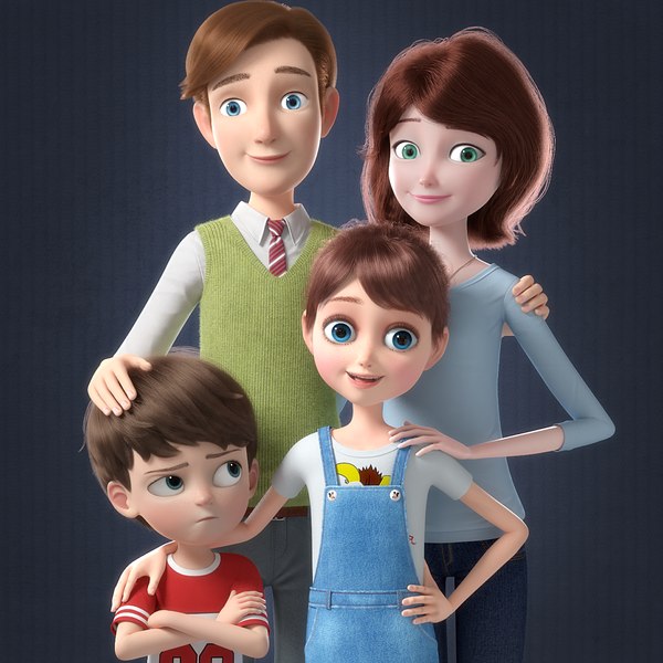Cartoon family rigged character 3D model - TurboSquid 1256820