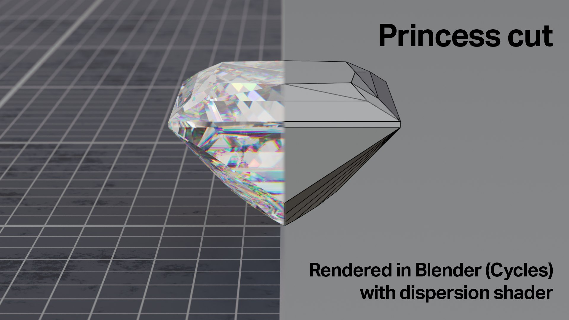 Pack of 18 gem cuts for jewelry - diamonds 3D model https://p.turbosquid.com/ts-thumb/9X/DVkhOp/1w/princess_cut_1/png/1698652461/1920x1080/fit_q87/1b14b072c91b3cd02d74a2c432b0156856a97d53/princess_cut_1.jpg