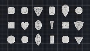 Pack of 18 gem cuts for jewelry - diamonds
