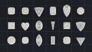 Pack of 18 gem cuts for jewelry - diamonds