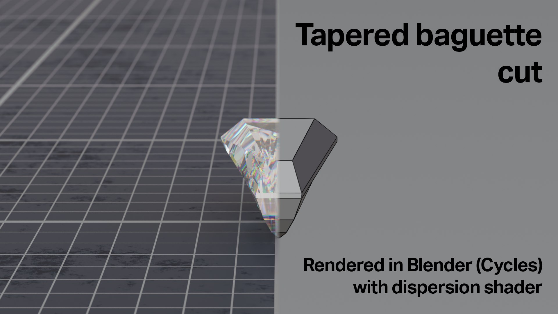 Pack of 18 gem cuts for jewelry - diamonds 3D model https://p.turbosquid.com/ts-thumb/9X/DVkhOp/xx/taperedbaguette_cut_1/png/1698652524/1920x1080/fit_q87/f63c066999933cb9af57a12ae76750be0894b737/taperedbaguette_cut_1.jpg