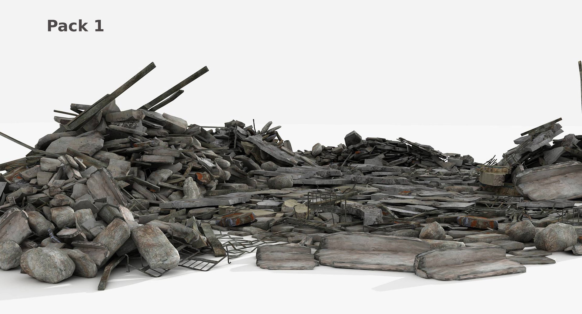 debris rubble 4 collections 3d max