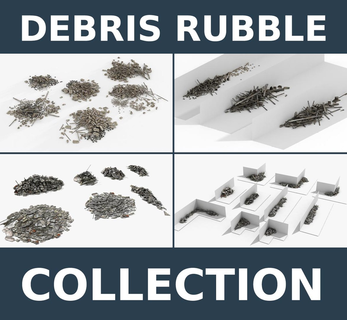 debris rubble 4 collections 3d max https://p.turbosquid.com/ts-thumb/9X/KENUaN/jmhzxwLD/mdebrcoll_001/jpg/1476033390/1920x1080/fit_q87/e8c54698d12094f993af97c98f6a27e8725c3d52/mdebrcoll_001.jpg