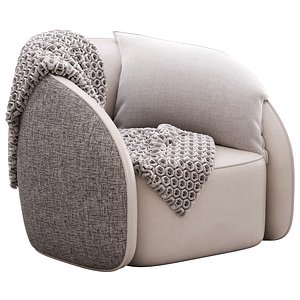 3D model BeigeRed Leather Sofa Chair