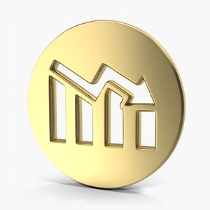 3D Business Performance Decline Chart Symbol Gold